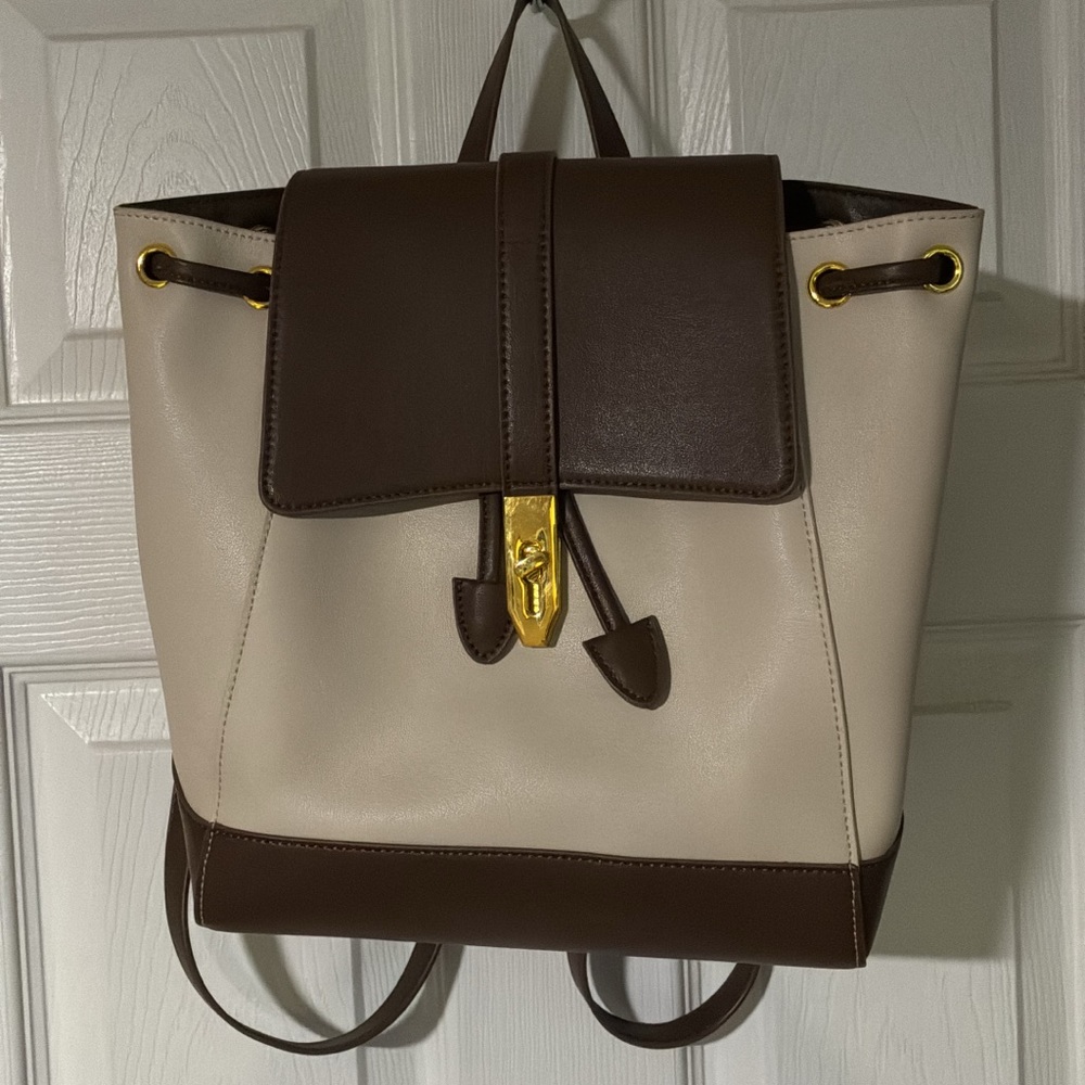 Elegant Brown and Cream Women's Backpack